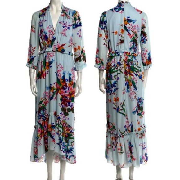 HUNTER BELL DRESS SZ 4 WILDFLOWERS RUFFLE TIERED EMBELLISHMENT AESTHETIC CHIC - Picture 4 of 16